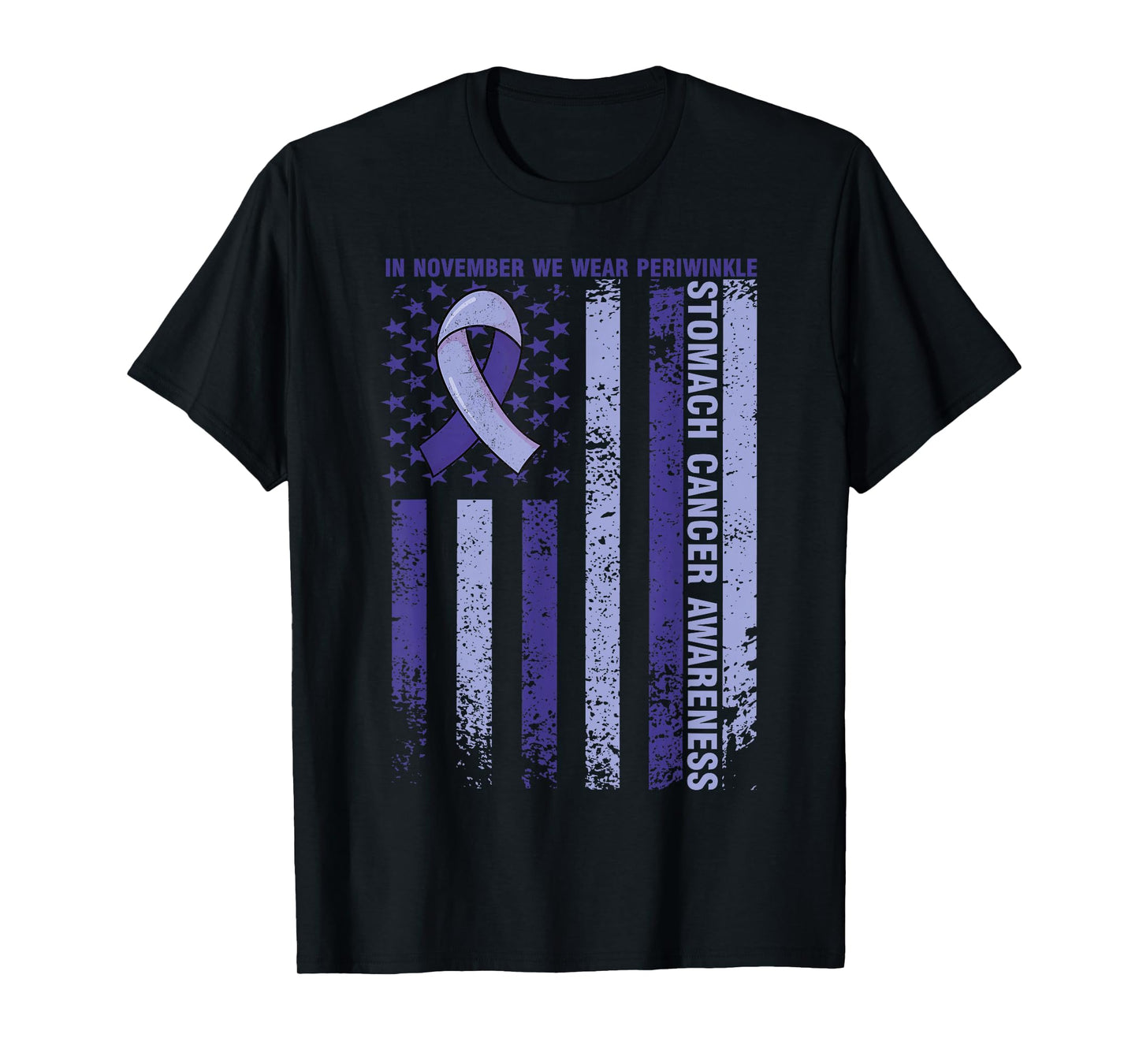 in November We Wear Periwinkle Stomach Cancer Awareness Flag T-Shirt