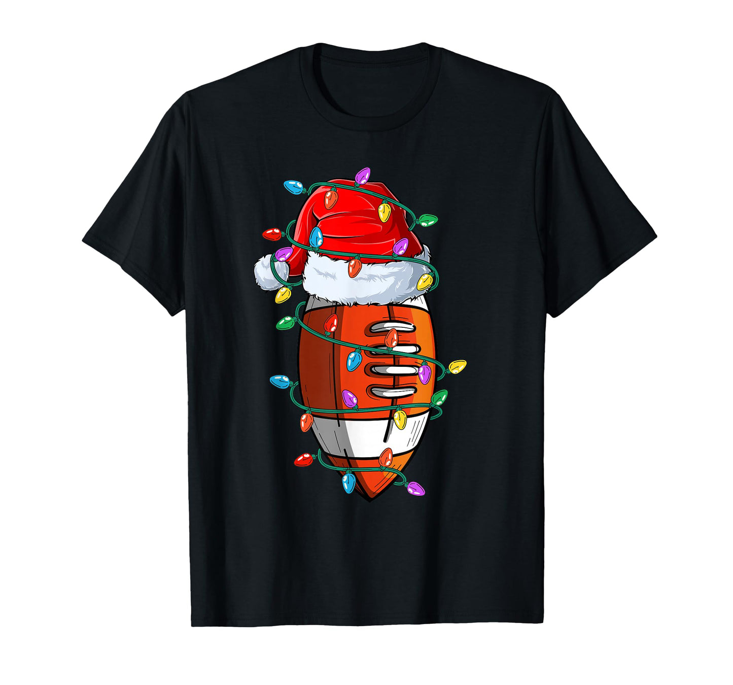 Christmas Football Xmas Santa Sports Hat Ball Kids Boys Men T-Shirt