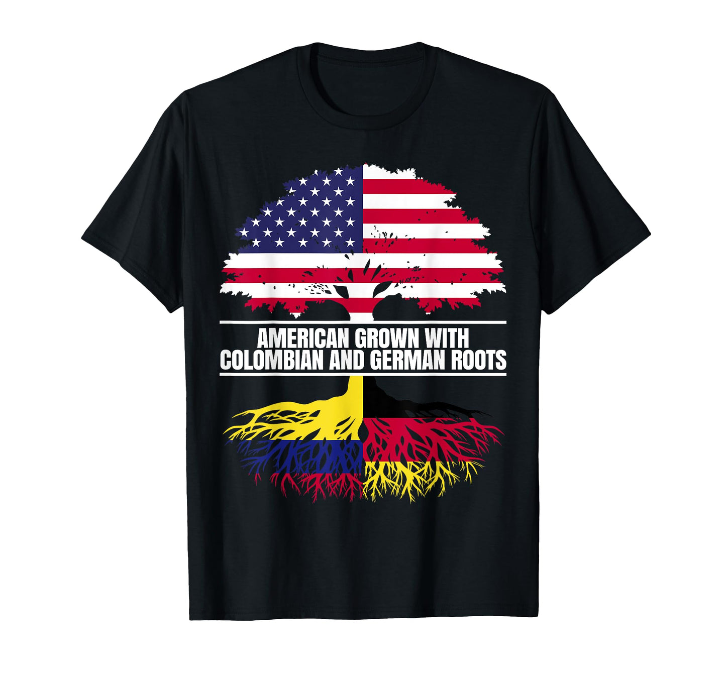 American Grown with Flag Heritage Colombian German Roots T-Shirt