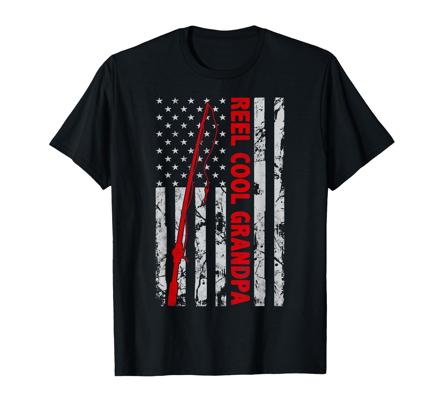 Reel cool Grandpa Fishing American Flag gift for Fisherman T-Shirt