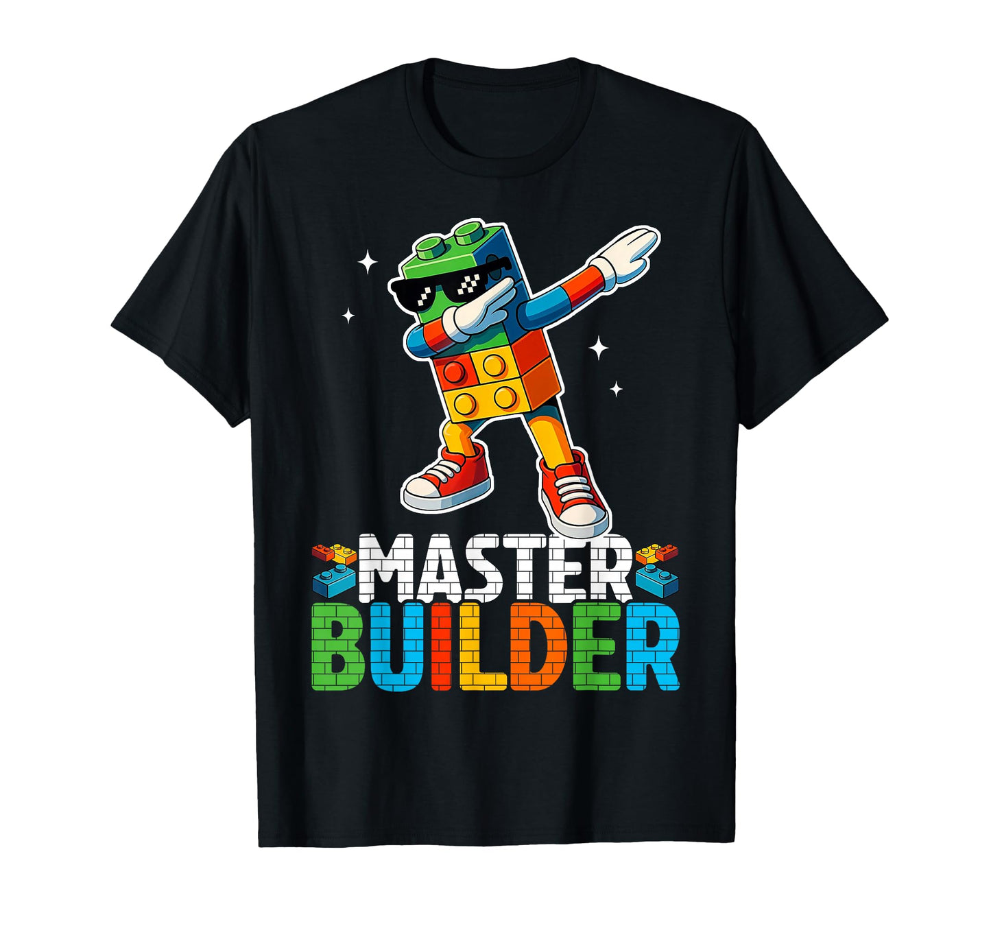 Dabbing Blocks Bricks Building Kids Boys Master Builder T-Shirt