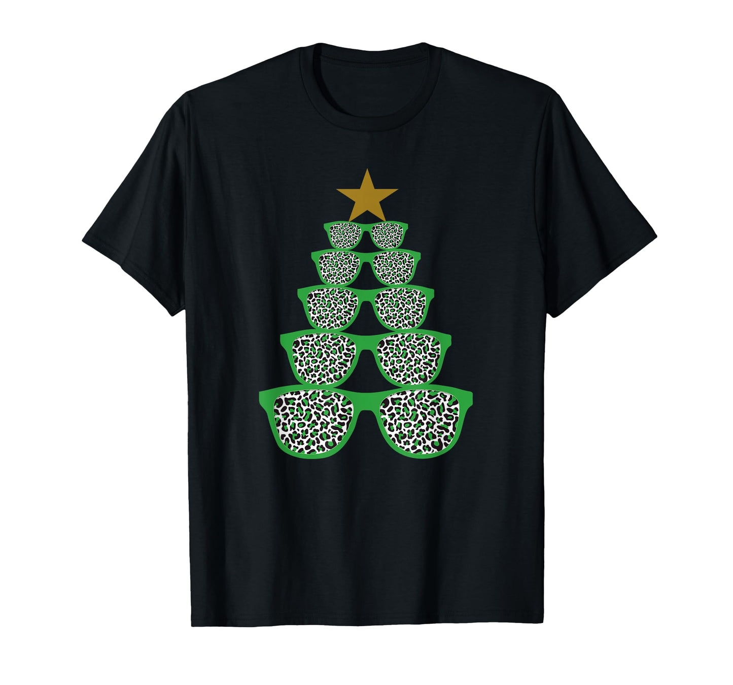 Cute Sunglasses Optometrist Christmas Tree Leopard Optician T-Shirt