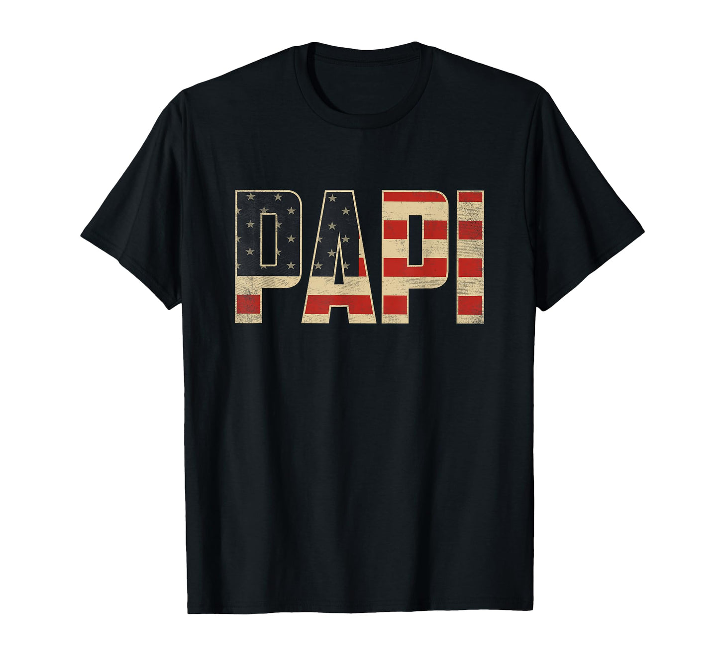 Papi Bold Patriotic American Flag Father’s Day Papi T-Shirt