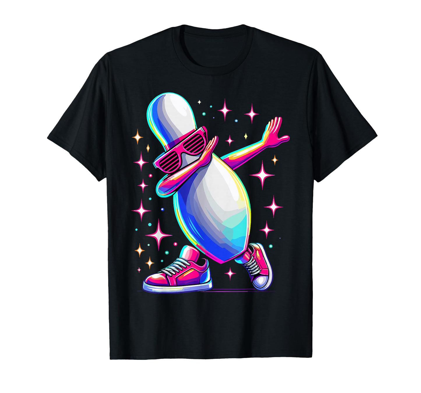 Bowling Pin Dabbing Sunglasses Bowler Player T-Shirt