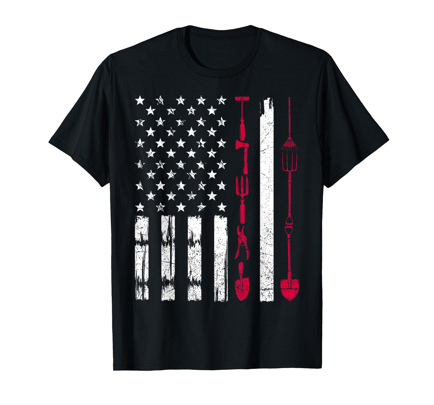 USA Gardening Flag Proud American Gardener Patriotic Retro T-Shirt