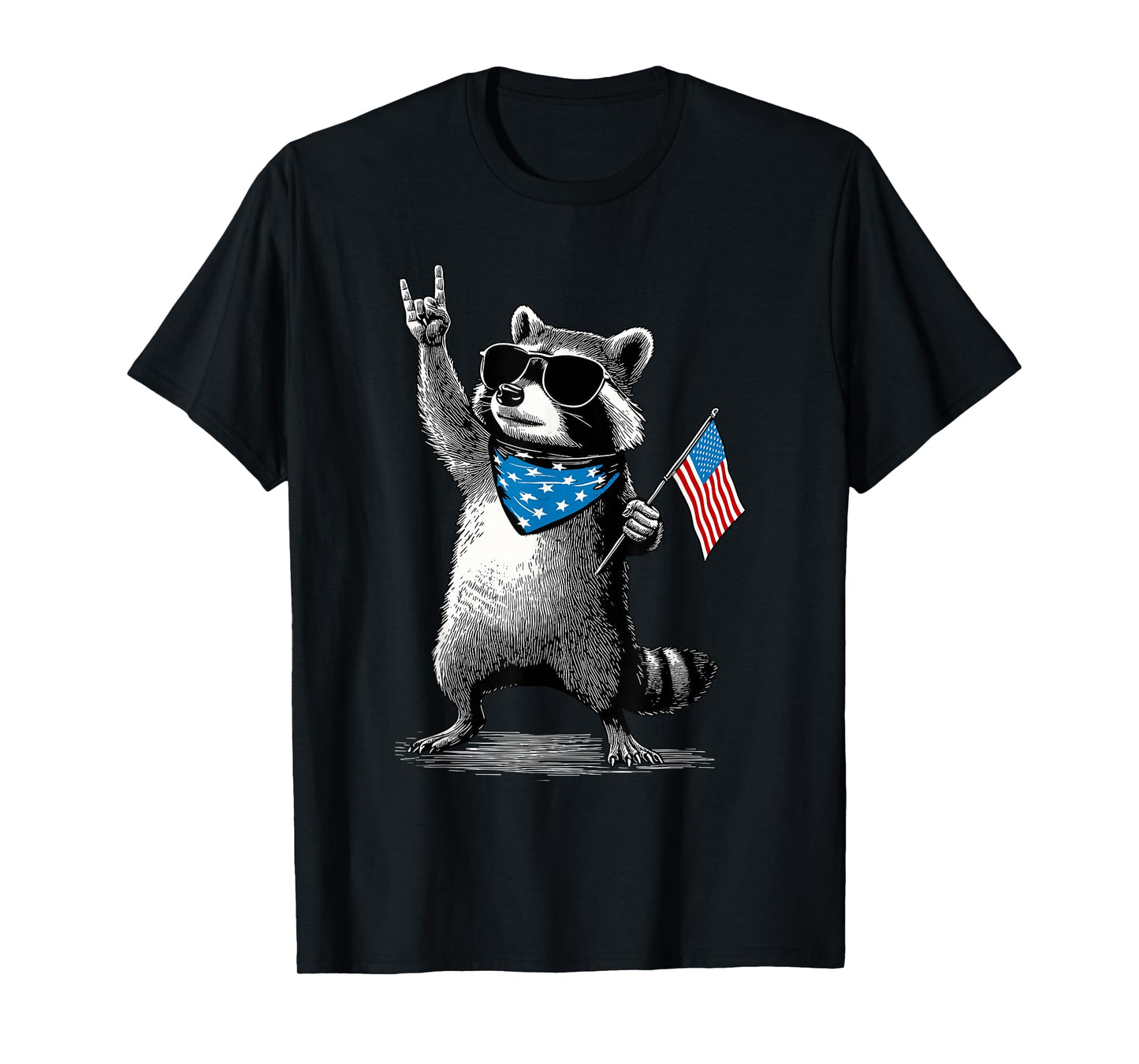 USA Patriotic Raccoon Men Women Kids Funny 4th of July T-Shirt