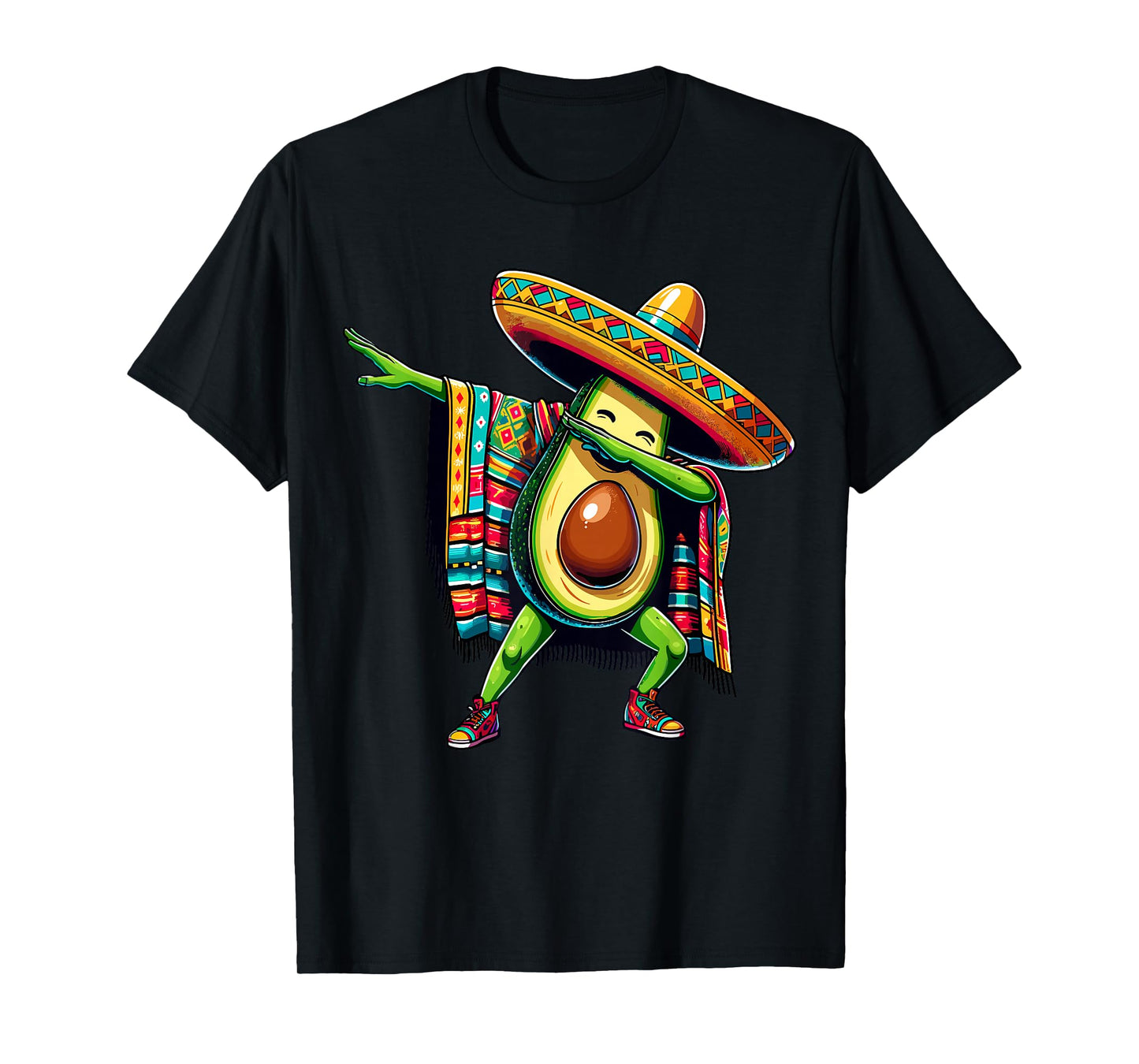 Dabbing Mexican Poncho Avocado Cinco de Mayo T-Shirt