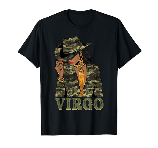 Virgo Western Black Cowgirl Camo Camoflauge Zodiac T-Shirt