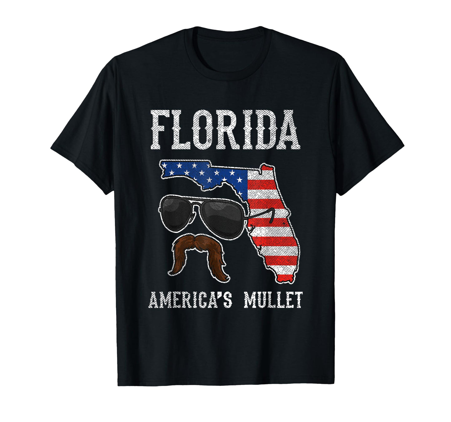 Florida America's Mullet Funny Patriotic American Flag T-Shirt Small