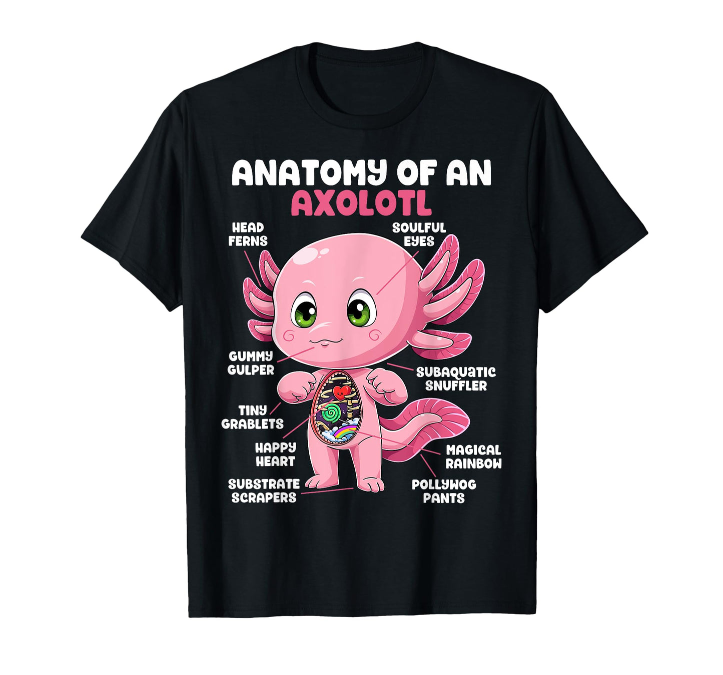 Axolotl Anatomy Shirt Anatomy of an Axolotl Biology Science T-Shirt