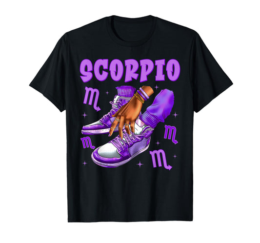 Scorpio Girl Birthday Black Woman Sneakers Zodiac Sign T-Shirt