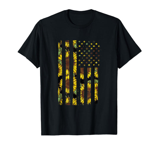 Sunflower Flag Patriotic Yellow American Flag T-Shirt Small