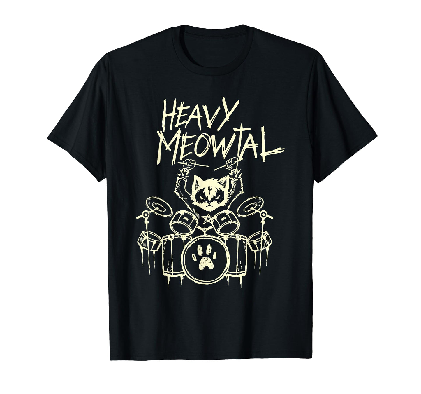 Black & Death Metal Goth Schlagzeuger Band Shirts Heavy Metal Cat Drum Kit Cat Drummer Headbanger Unisex Adult T-Shirt Small Black