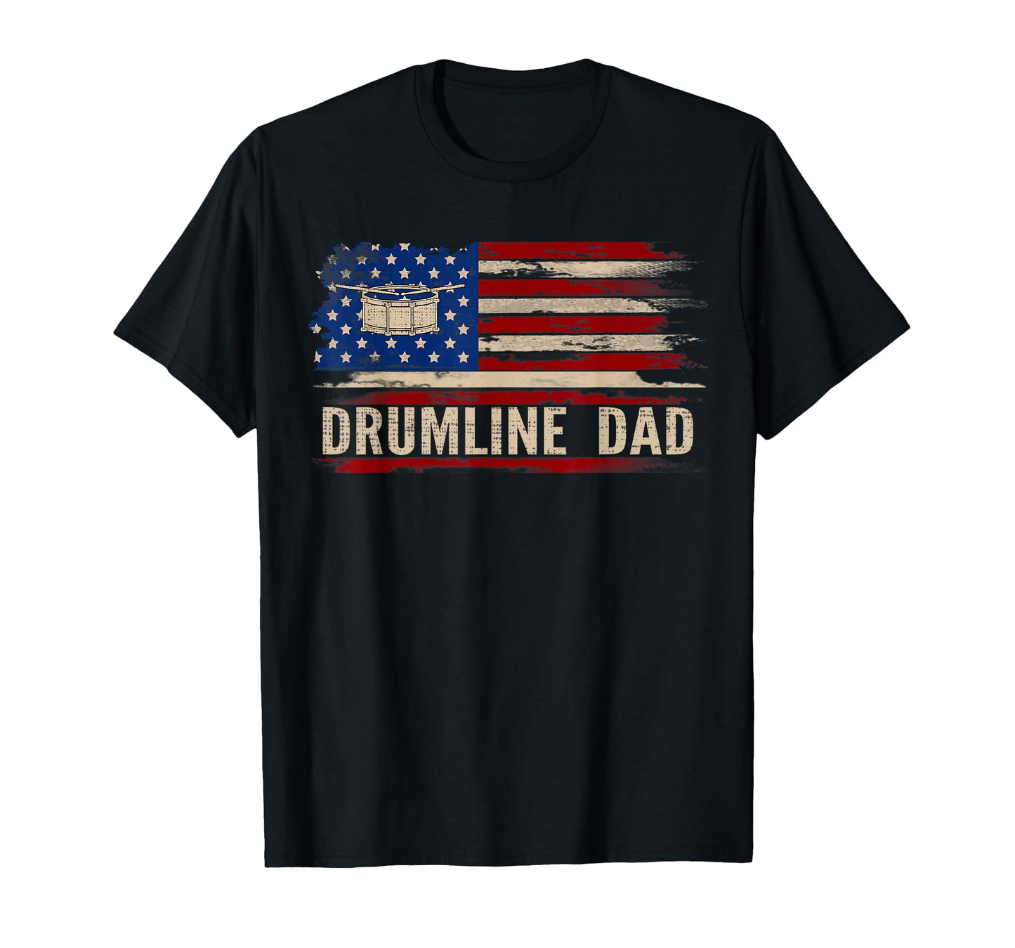 Vintage Drumline Dad American USA Flag Music Gift T-Shirt