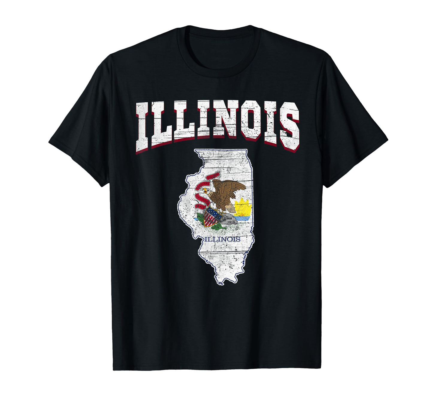 US Citizen Proud America State Flag Land Map Illinois T-Shirt