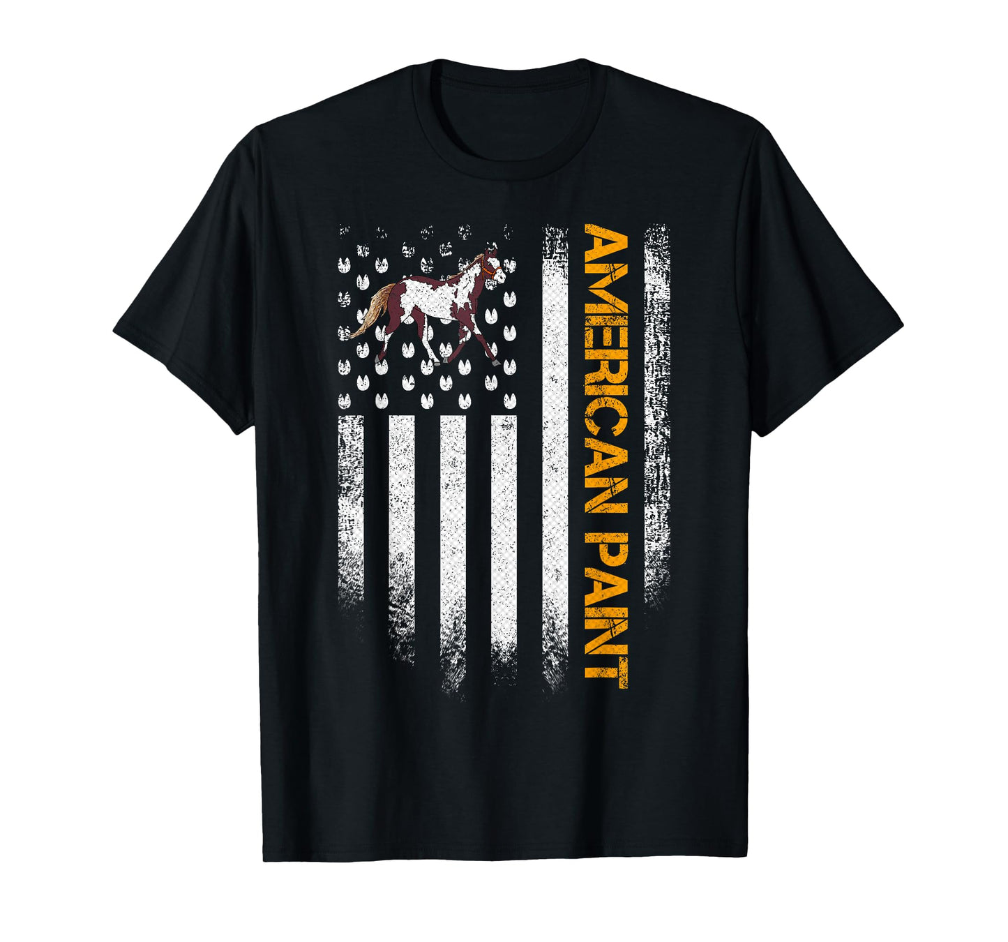 Vintage USA American Flag American Paint Horse Funny T-Shirt