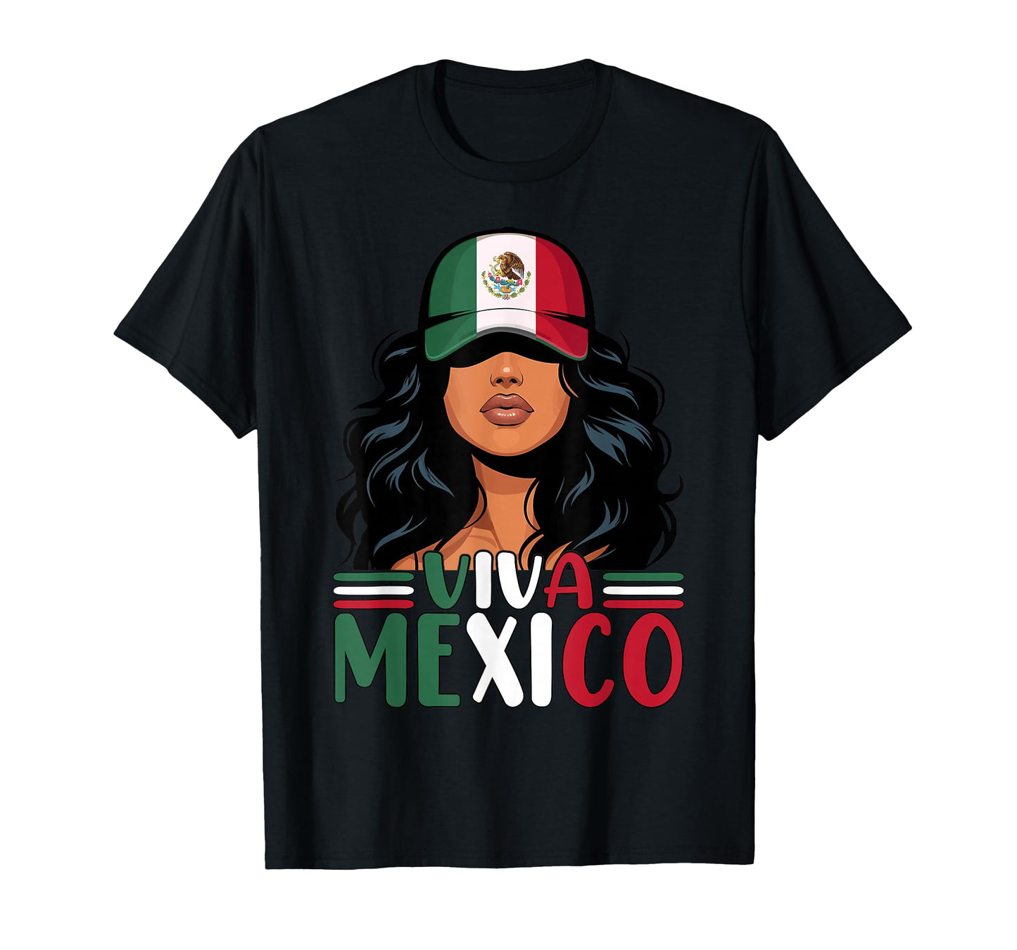Viva Mexico Mexican Girl Independence Day Mexican Flag Women T-Shirt
