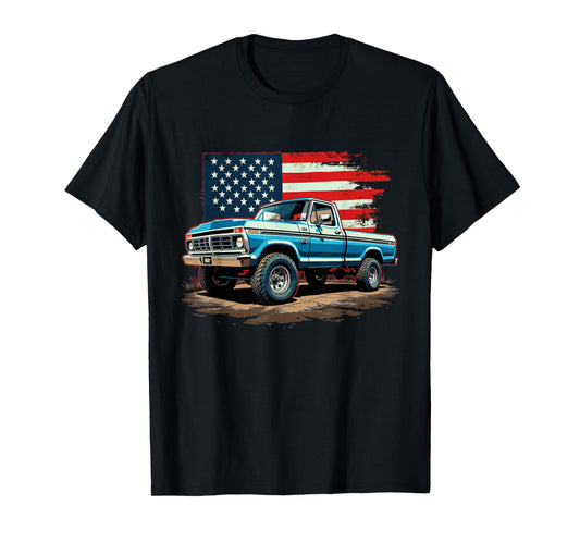 Dentside Classic Truck Dentside Lifted Highboy 4x4 Patriotic T-Shirt