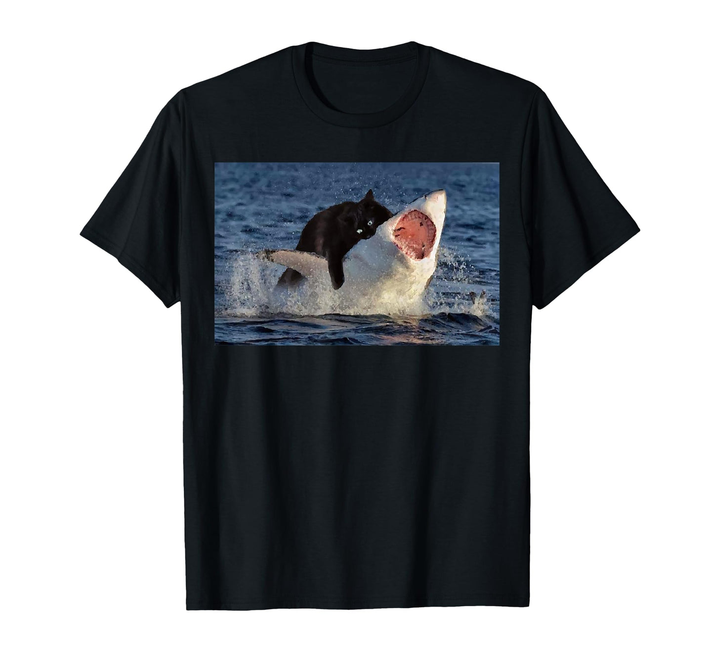 Cat Bitting Shark Meme T-Shirt