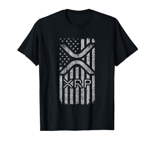 XRP Crypto - XRP Cryptocurrency - American Flag - XRP T-Shirt
