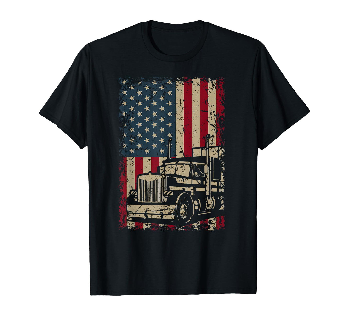 Truck Driver USA Flag Gift Patriotic Trucker T-Shirt