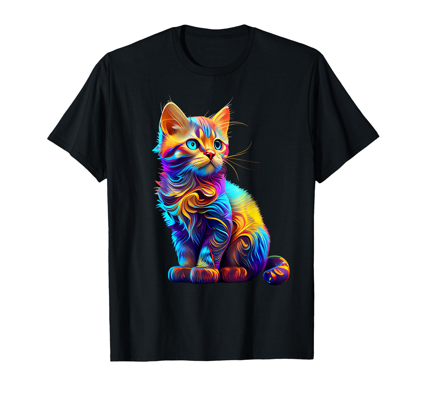 Cute Cat for Kids Kitten Lovers Colorful Art Kitty Adoption T-Shirt