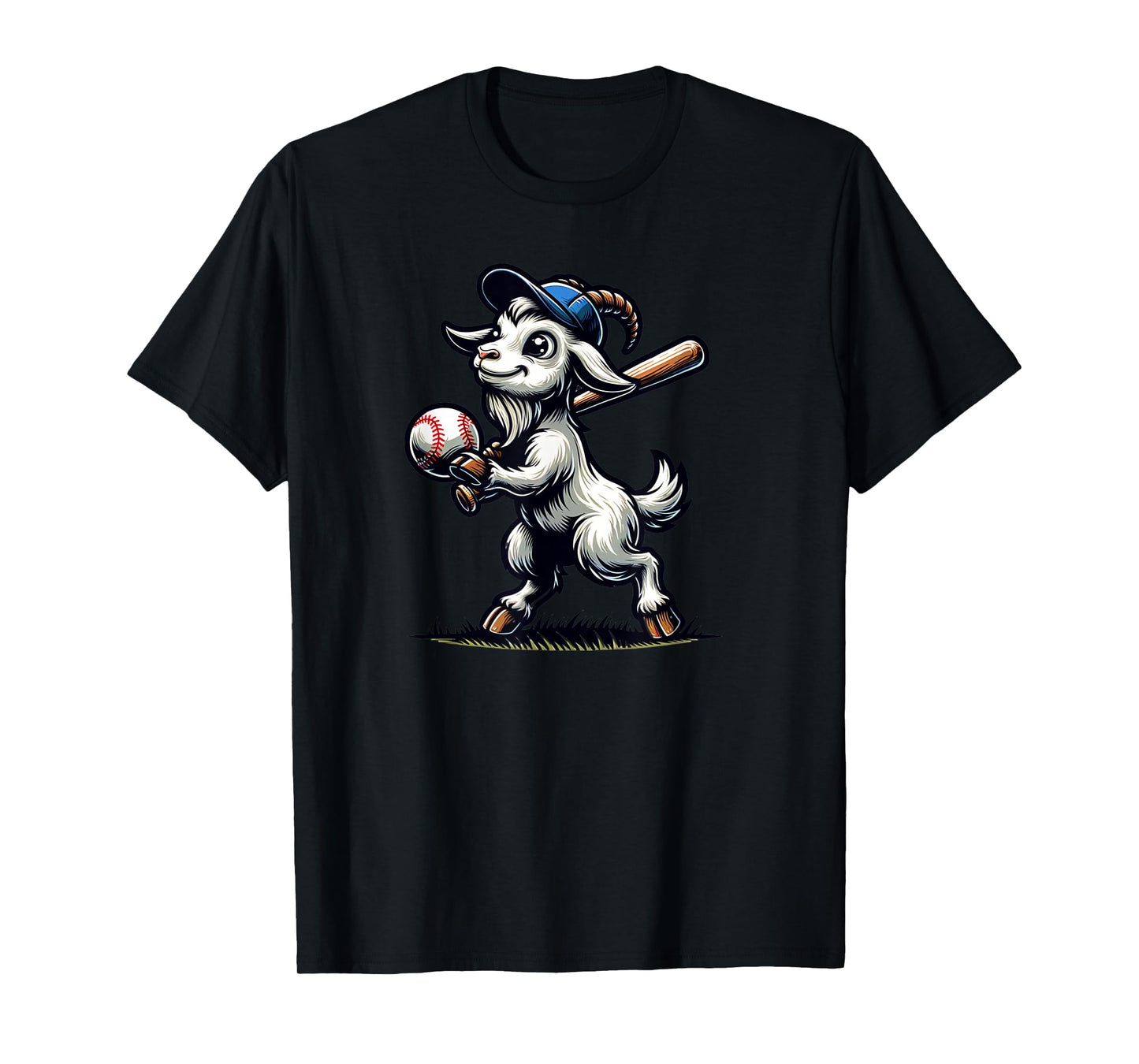 Cute Goat Playing Baseball Men Women Kids T-Shirt
