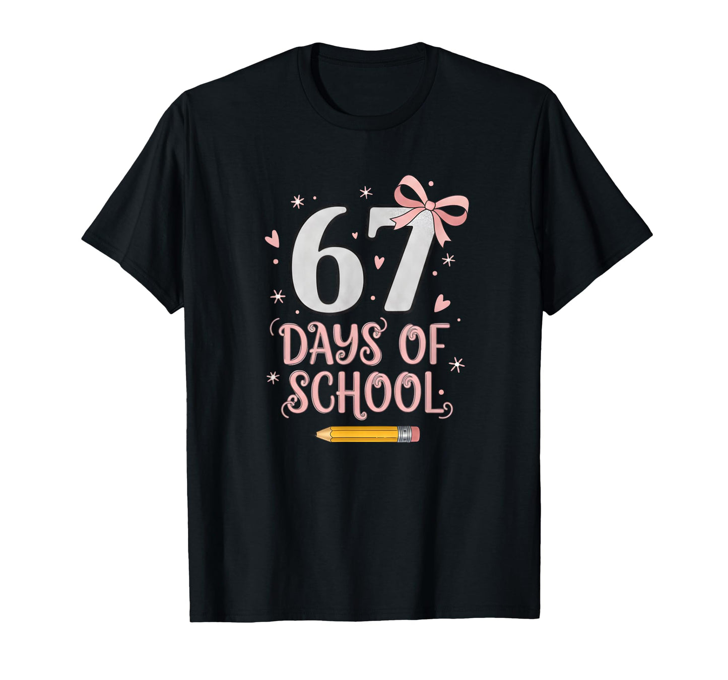 67 Days of School Retro Bow Kids Teachers 67 Meme Humor 6 7 T-Shirt