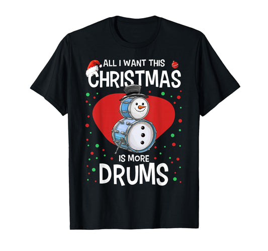 Funny Christmas Snowman Drummer Drums Percussion T-Shirt