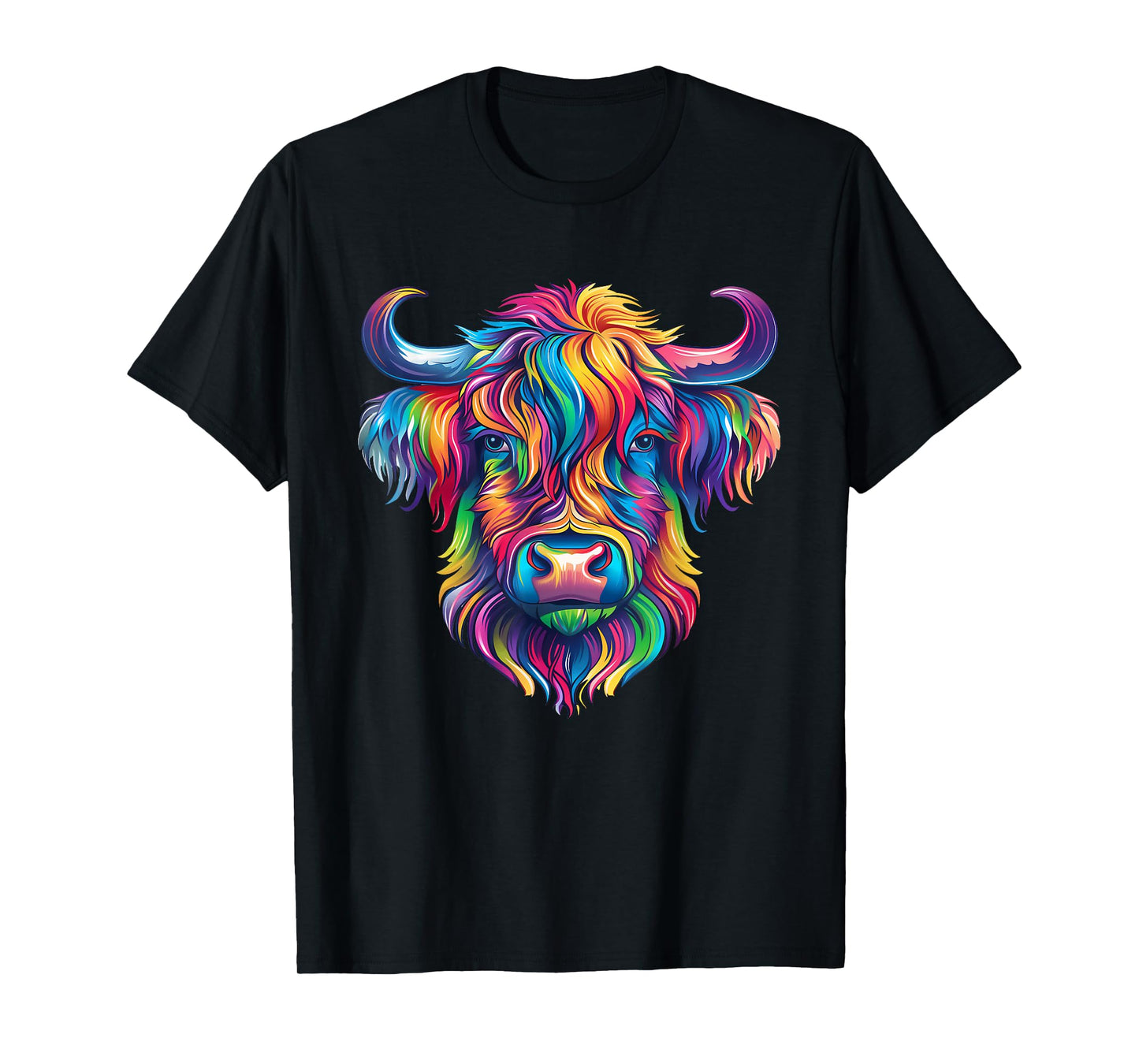 Colorful Scottish Highland Cow Face Highlander Cattle T-Shirt