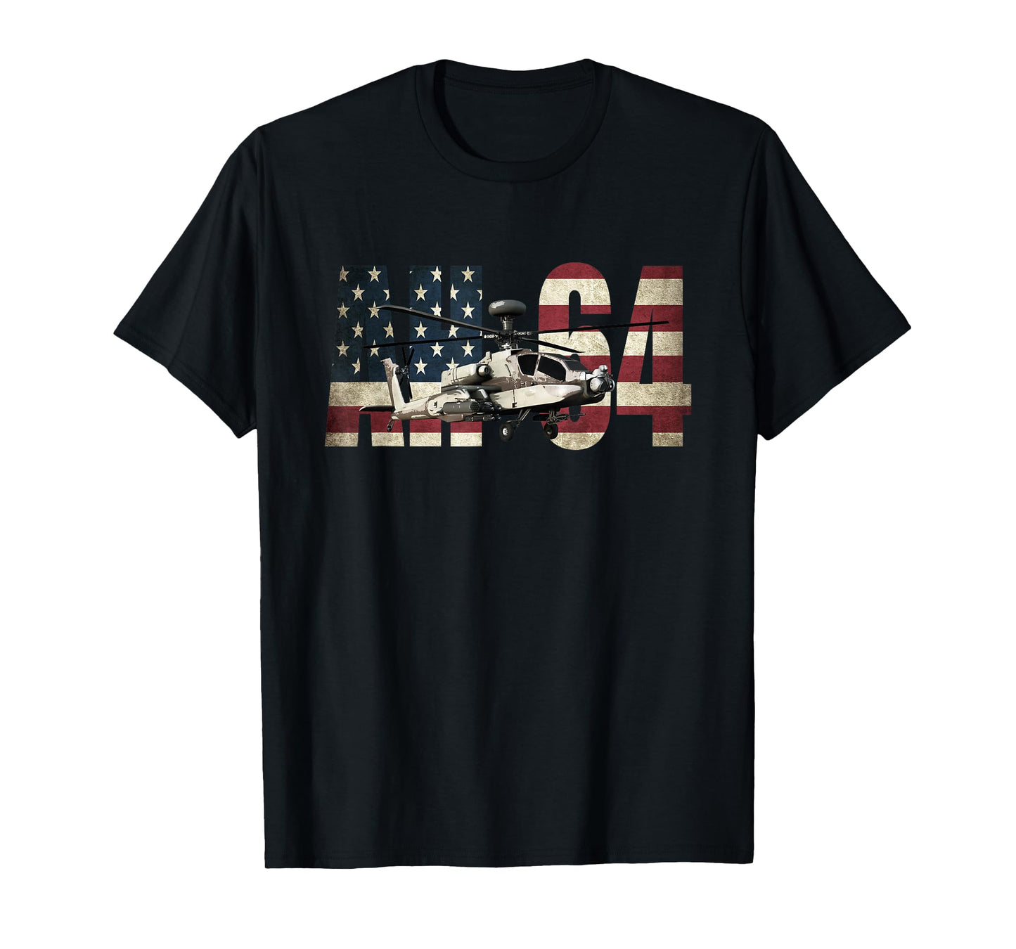 AH-64 AH64 Apache Helicopter US American Flag Tshirt T-Shirt