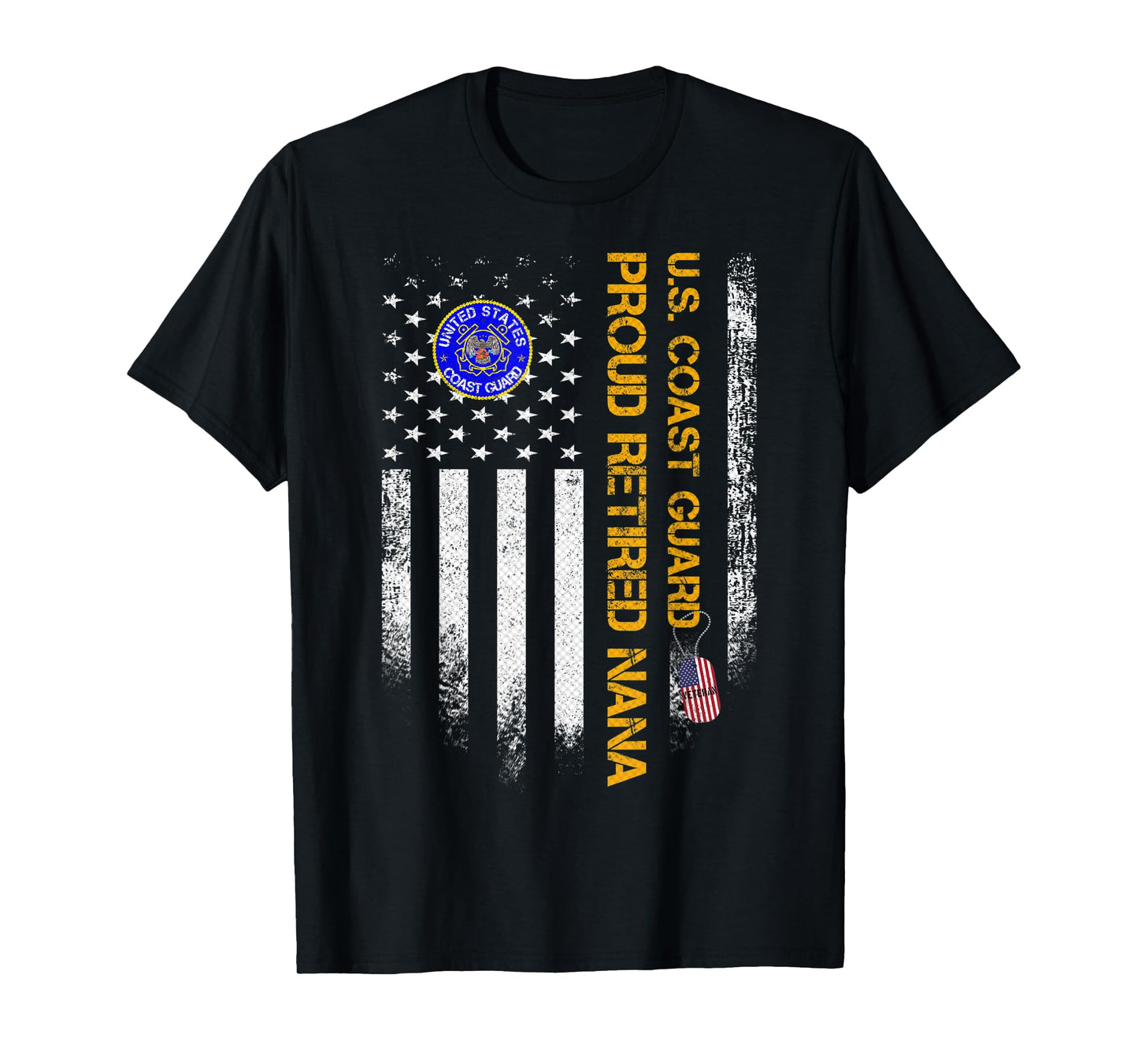 Vintage USA American Flag US Coast Guard Proud Retired Nana Women Men T-Shirt