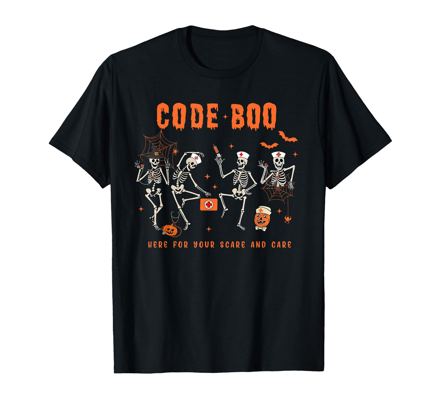 Code Boo Here for Your Scare and Care Nursing Halloween T-Shirt
