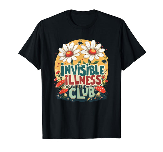 Cute Invisible Illness Social Club ,Floral Hidden Disability T-Shirt