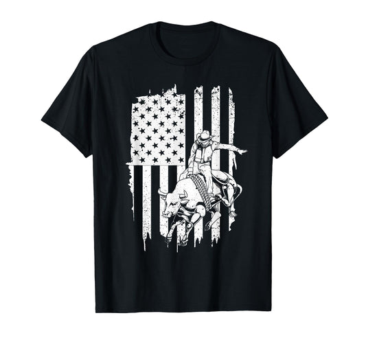 Cool American Rodeo Bull Rider Design Men Women Boys Girls T-Shirt