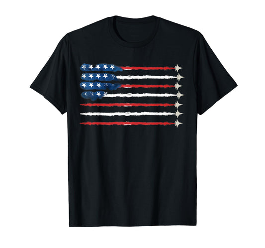 Patriotic Flag USA Fighter Jets 4th of July Men Women T-Shirt