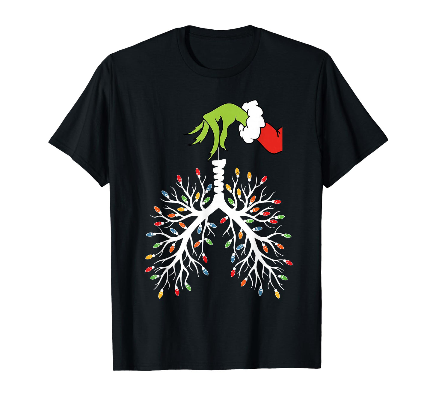 Christmas Nurse Lung Xmas Lights Funny Pulmonologist Holiday T-Shirt