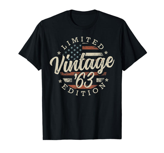 Vintage 1963 Limited Edition USA Flag 62nd Birthday T-Shirt