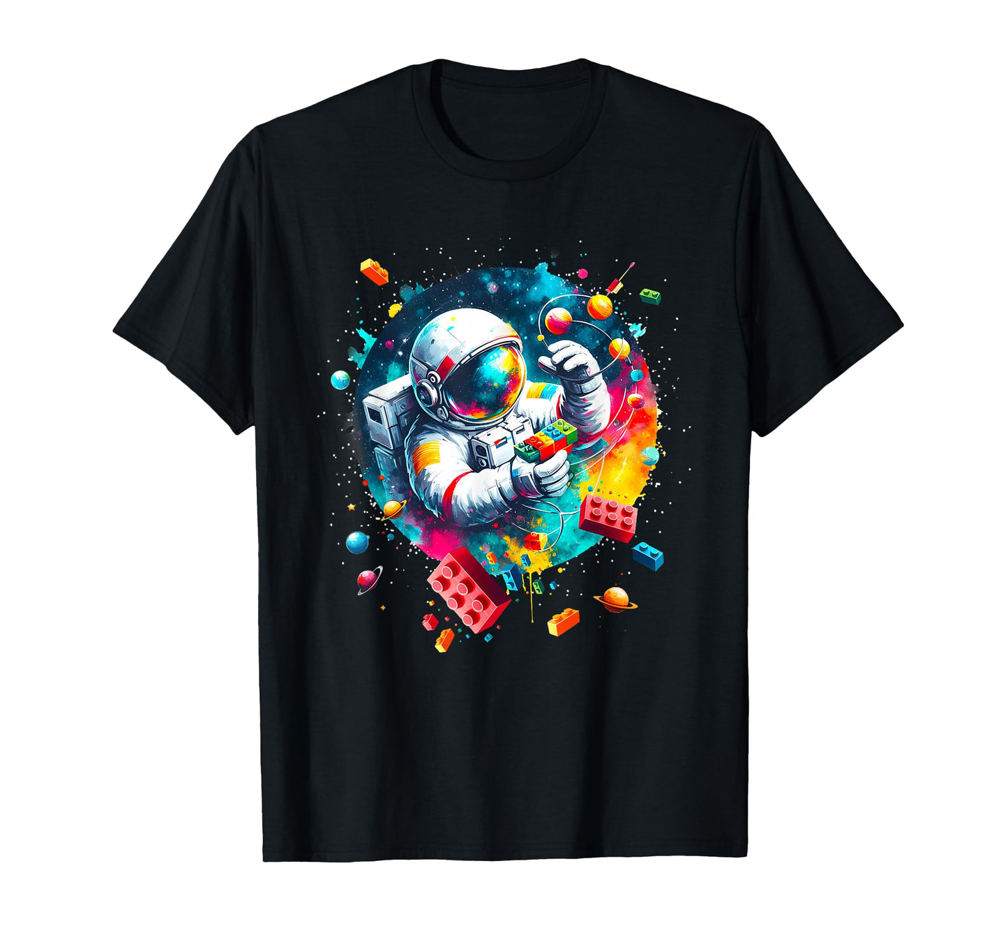 Space Astronaut Master Builder Funny Building Blocks Bricks T-Shirt