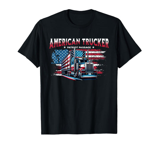 US American Flag Semi Truck Driver Trucker Pride Gifts T-Shirt