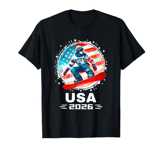 Snowboard USA Go USA Team Tshirt USA Flag 2026 Snowboarding T-Shirt