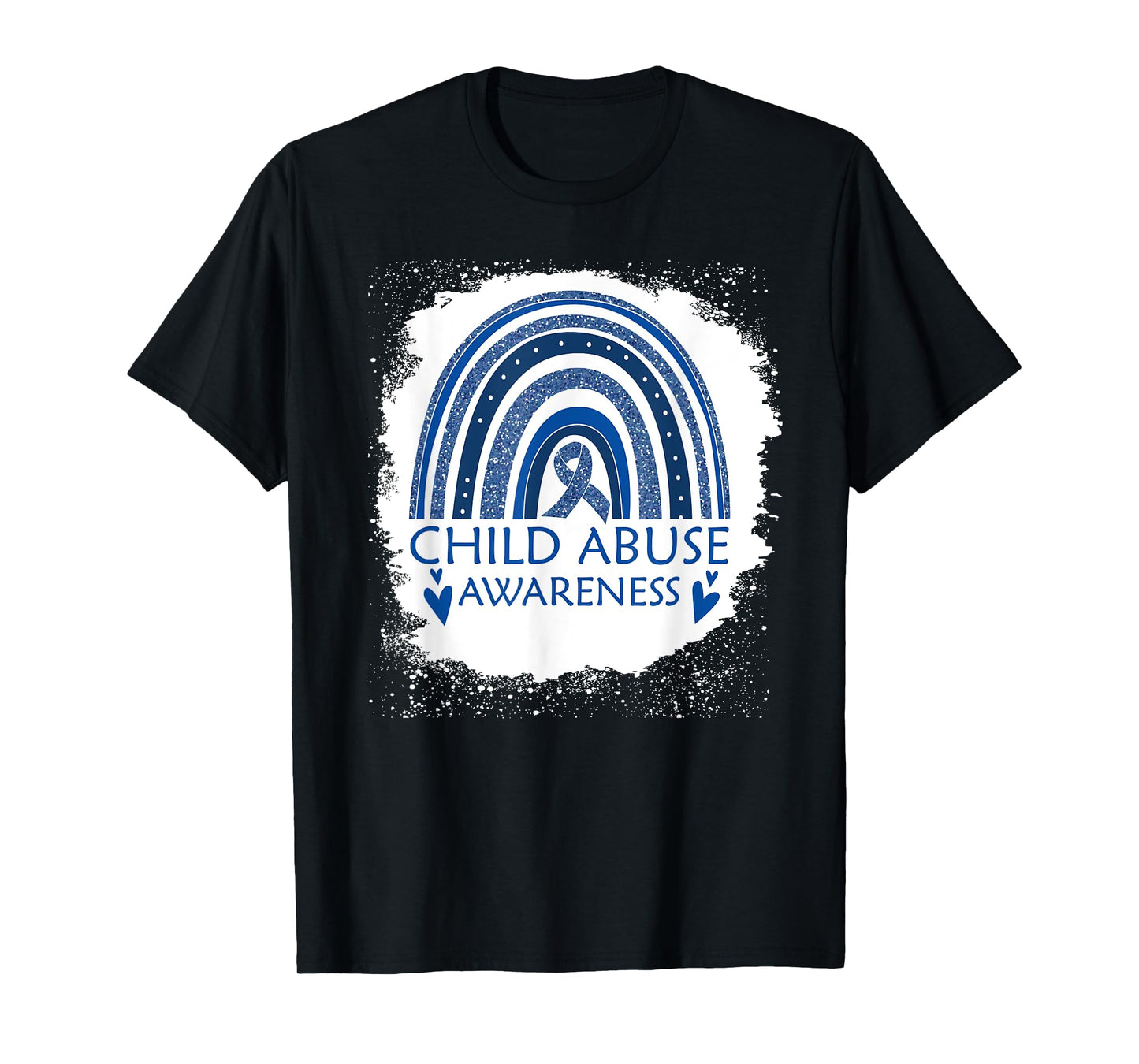 Child Abuse Awareness Bleached Rainbow Blue Ribbon Men T-Shirt