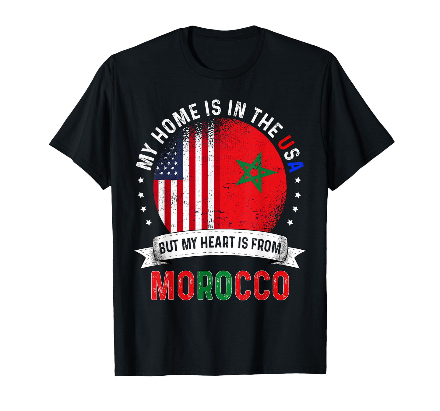 Moroccan American Patriot Heart is from Morocco Flag T-Shirt
