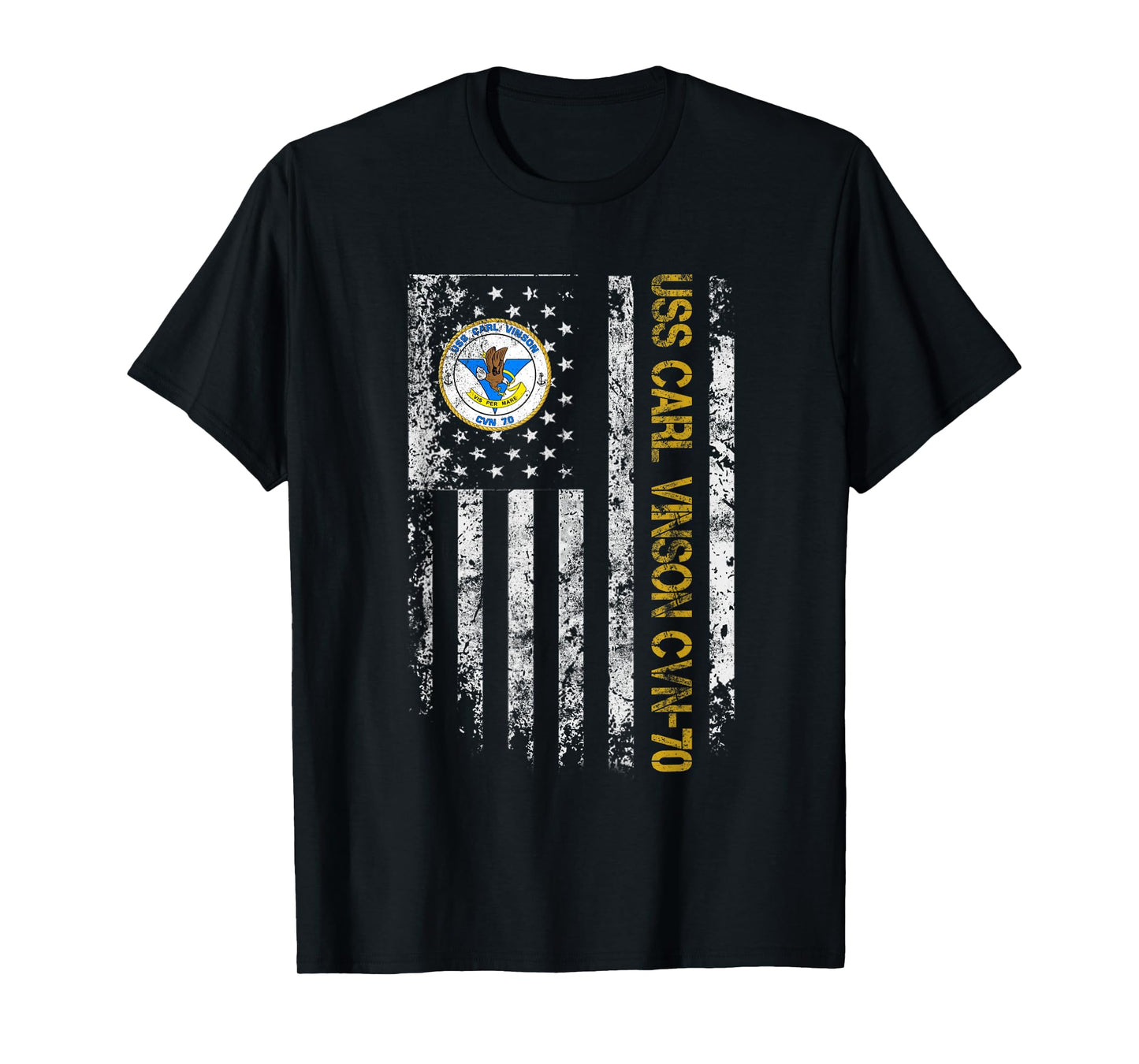 USS Carl Vinson CVN-70 Aircraft Carrier Veteran Flag Vintage T-Shirt