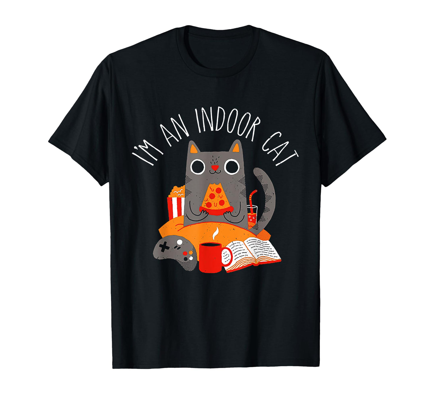 I'm An Indoor Cat Funny Reading Coffee Gaming Cat Person Tee Men Women T-Shirt