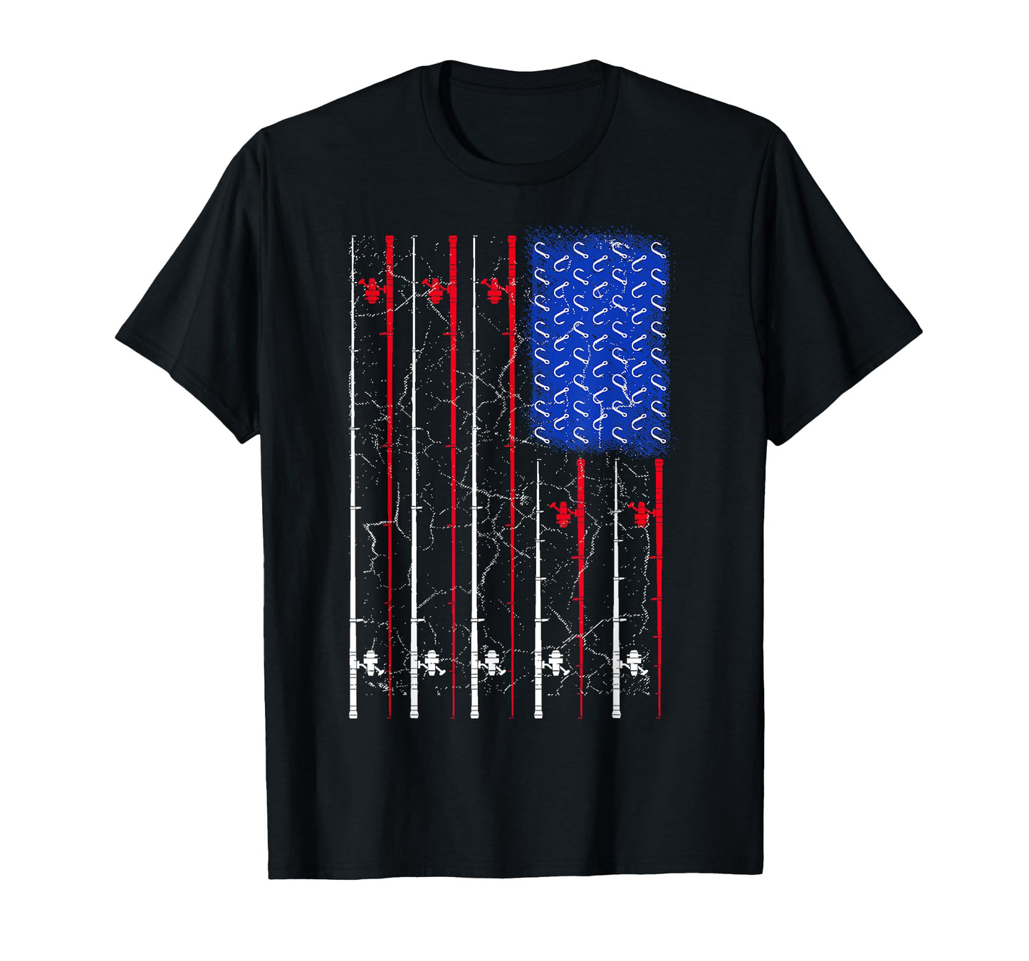 American US Flag Fishing Rod Top, Cool Fisherman Top For Him T-Shirt