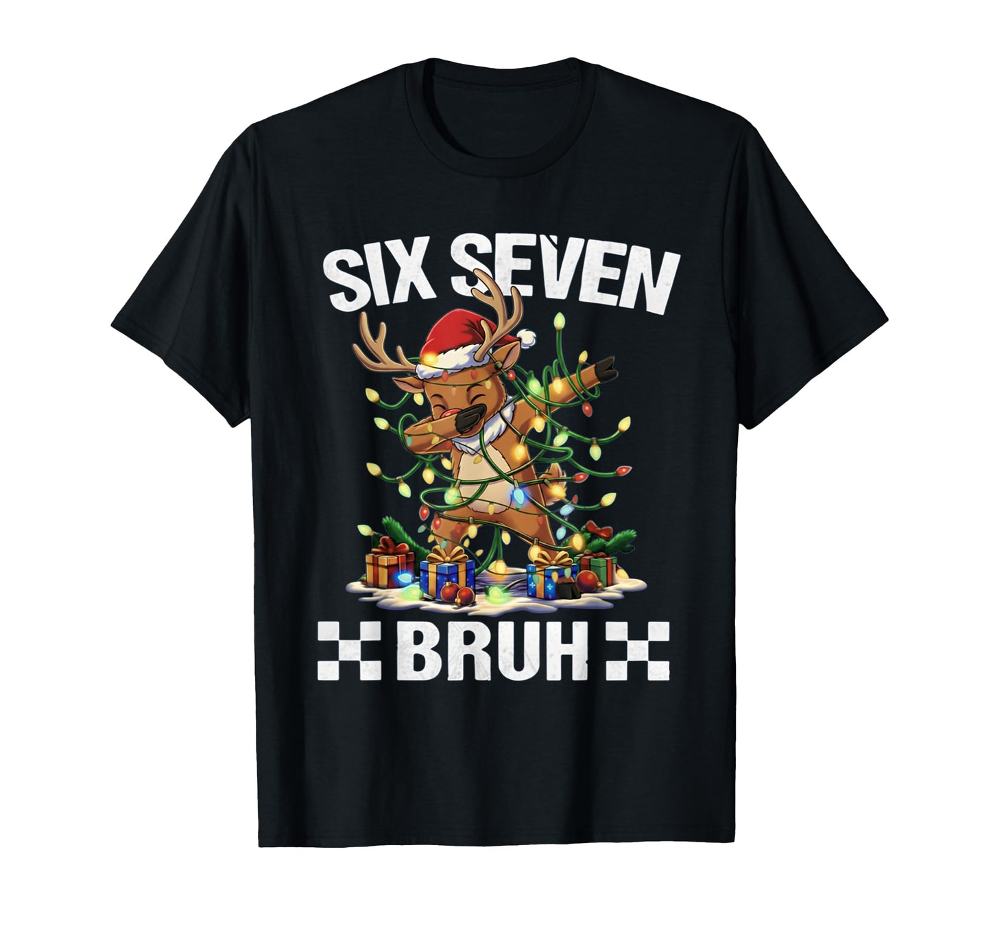 Funny 67 Christmas Six Seven Meme Dabbing Reindeer Boys T-Shirt