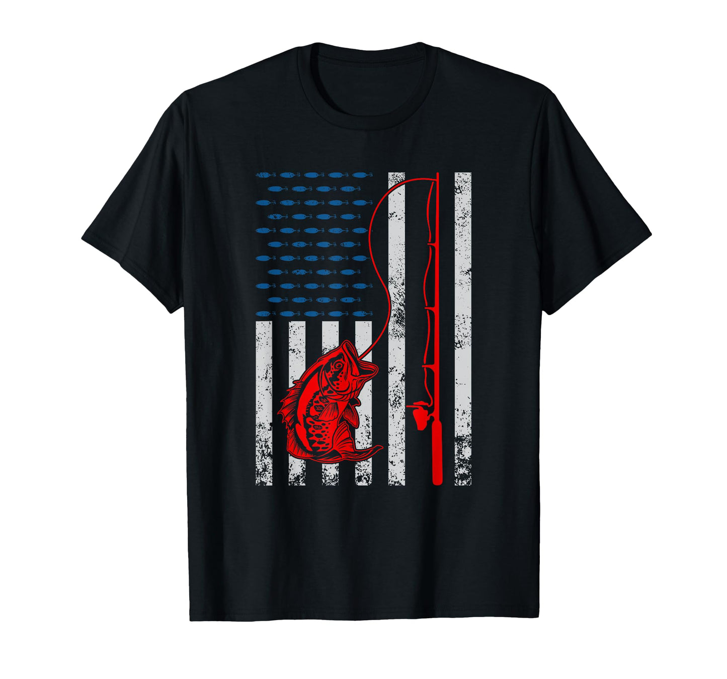 American Flag Fishing Rod Fishing Lover Vintage Fisherman T-Shirt