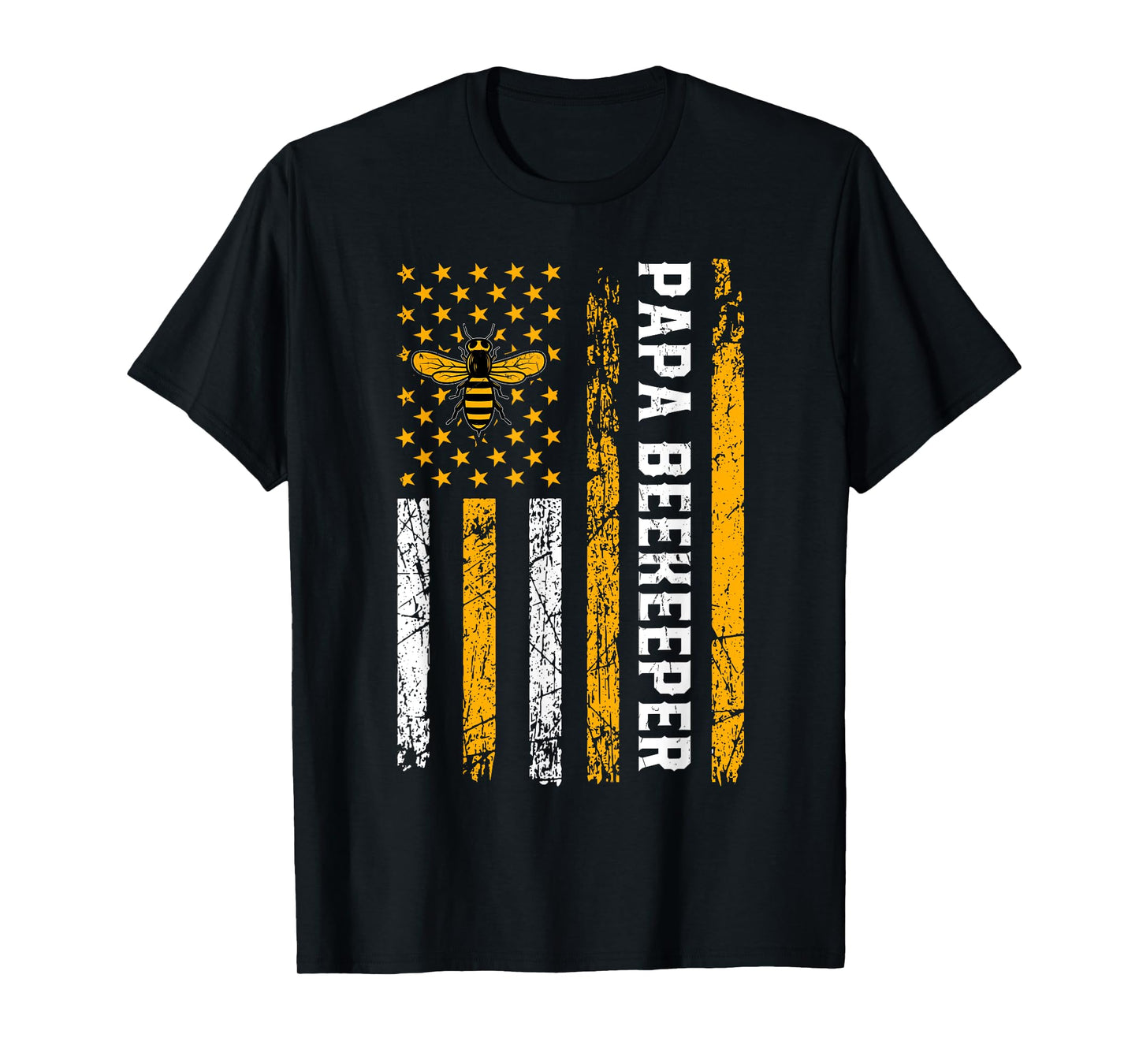 Papa Beekeeper - American Flag Bees Honey Apiarist Lover Dad T-Shirt