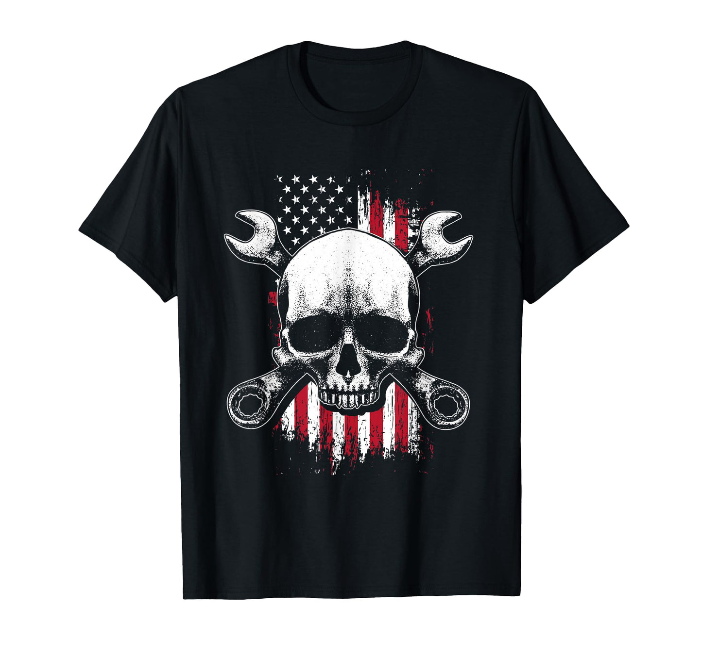 US American Flag | Wrench Tools | Garage Skeleton Mechanic T-Shirt